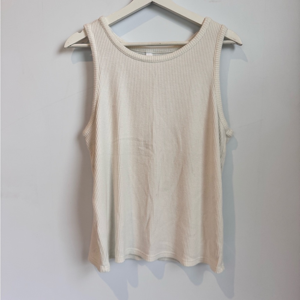 Tranquil & True Cream Ribbed Sleeveless Top and Pants Pajama Set Size L, XL - Picture 2 of 10